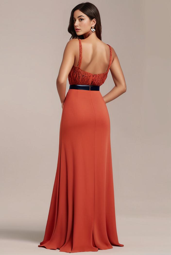 convertible chiffon lace open back spaghetti straps bridesmaid dress 141741