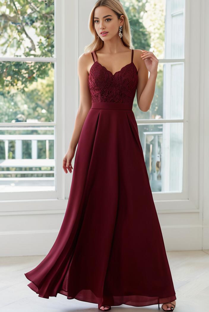 convertible chiffon lace open back spaghetti straps bridesmaid dress 141760