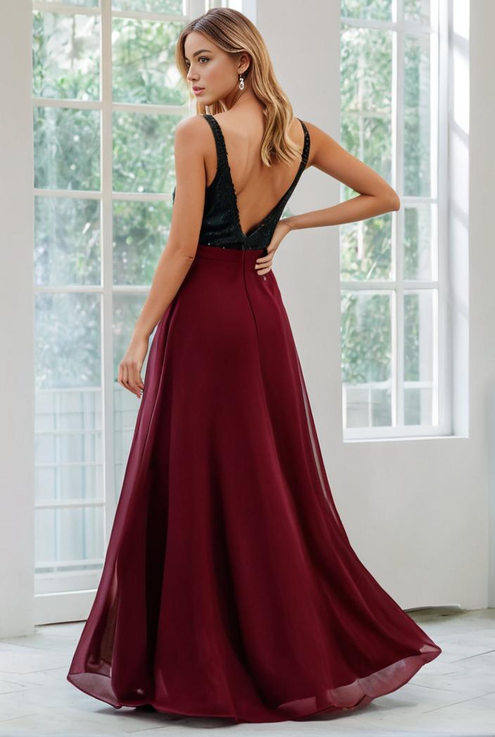 convertible chiffon lace open back spaghetti straps bridesmaid dress 141774