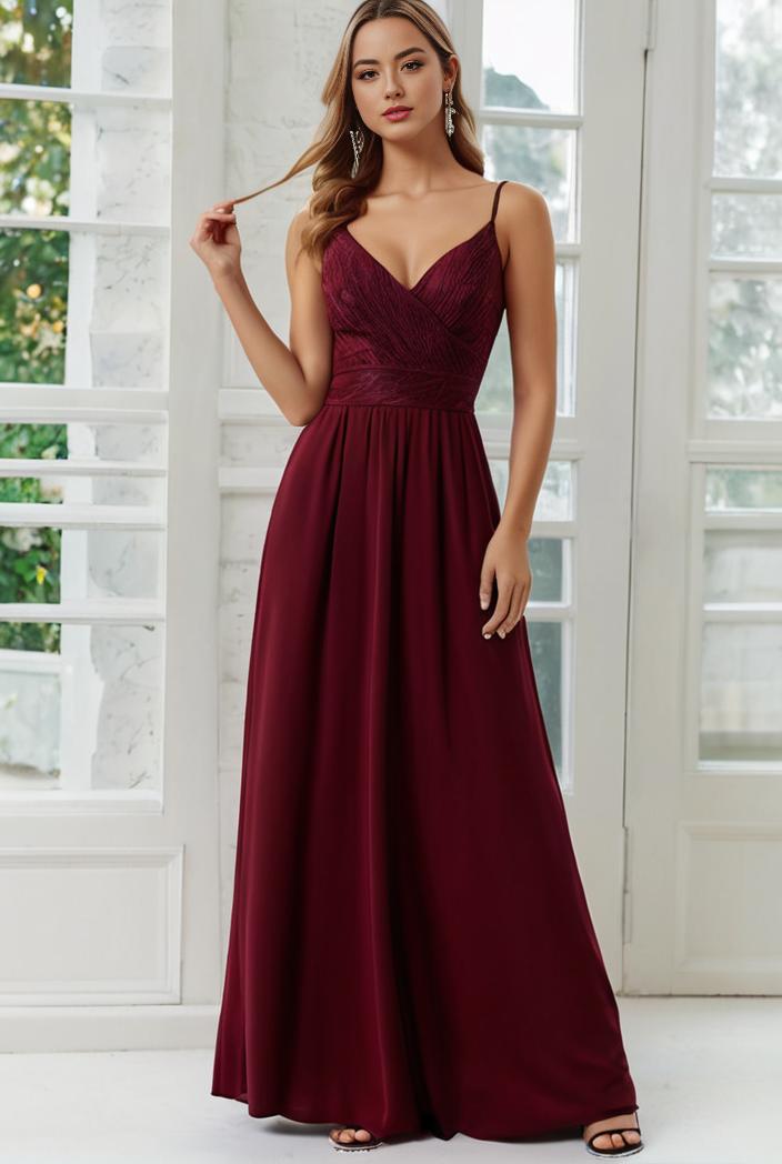 convertible chiffon lace open back spaghetti straps bridesmaid dress 141776