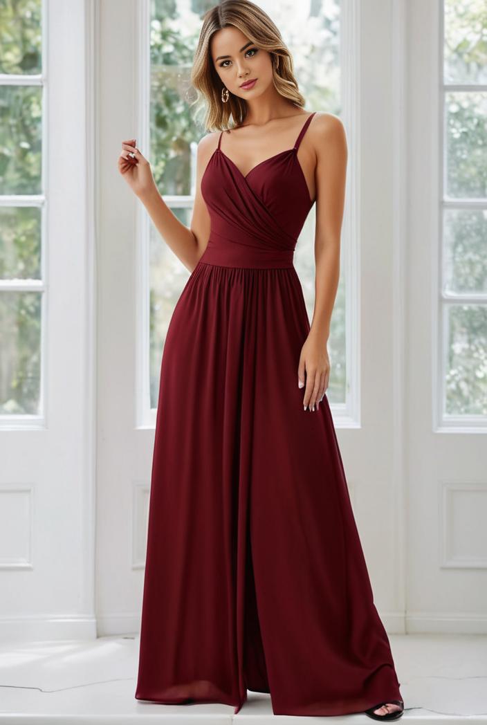 convertible chiffon lace open back spaghetti straps bridesmaid dress 141779