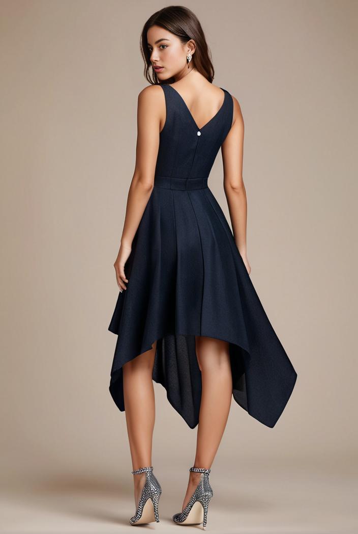 deep v neck lace chiffon bridesmaid dress with asymmetrical hem 143282