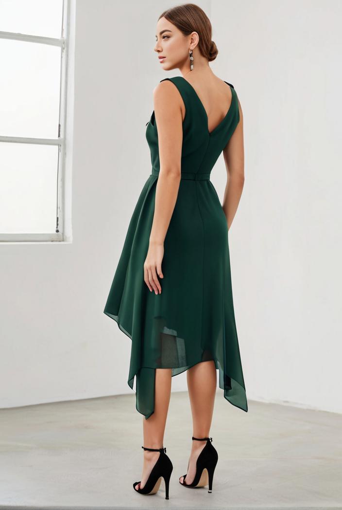 deep v neck lace chiffon bridesmaid dress with asymmetrical hem 143297