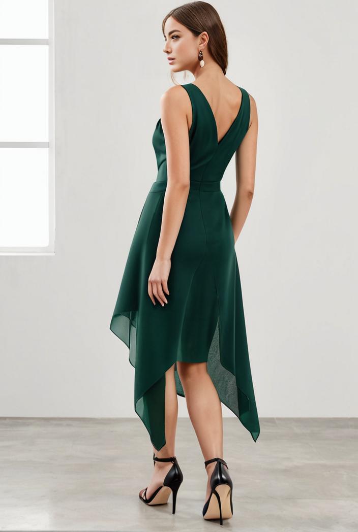 deep v neck lace chiffon bridesmaid dress with asymmetrical hem 143303