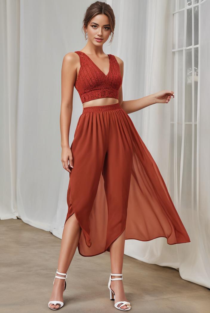 deep v neck lace chiffon bridesmaid dress with asymmetrical hem 143304
