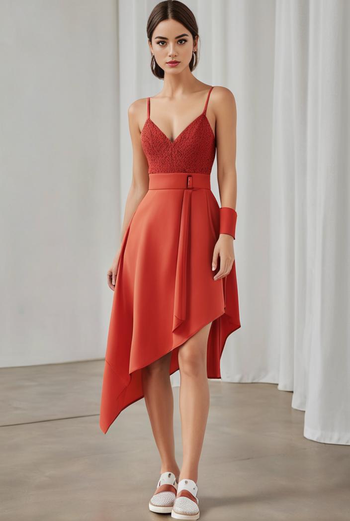 deep v neck lace chiffon bridesmaid dress with asymmetrical hem 143316