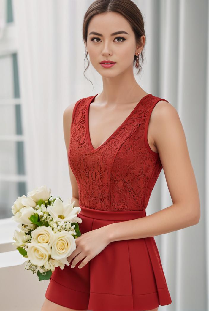 deep v neck lace chiffon bridesmaid dress with asymmetrical hem 143341