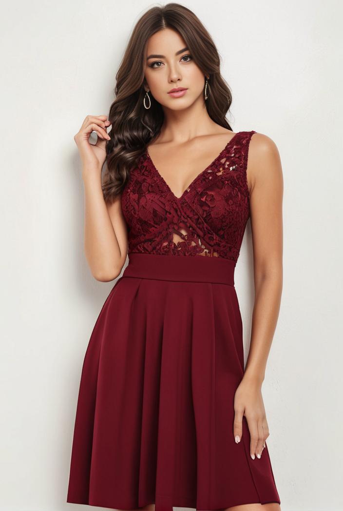 deep v neck lace chiffon bridesmaid dress with asymmetrical hem 143346