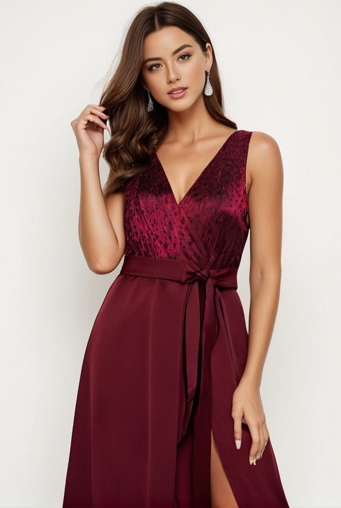 deep v neck lace chiffon bridesmaid dress with asymmetrical hem 143347