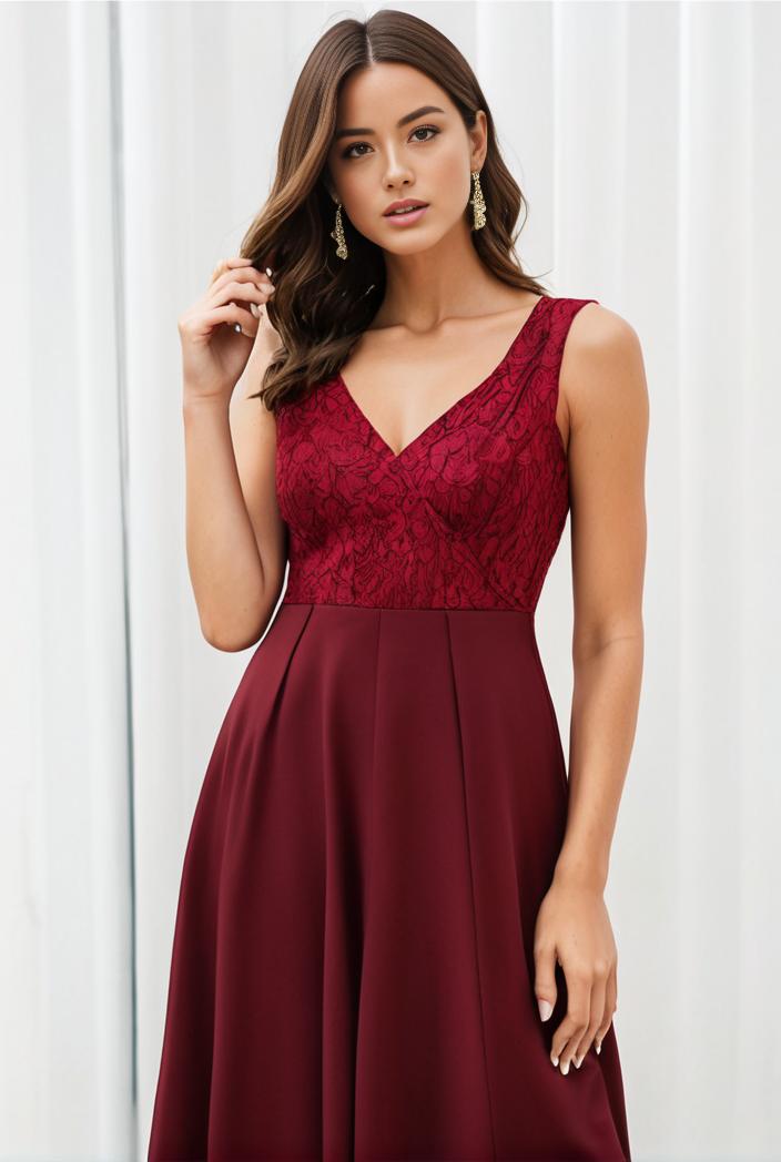 deep v neck lace chiffon bridesmaid dress with asymmetrical hem 143350