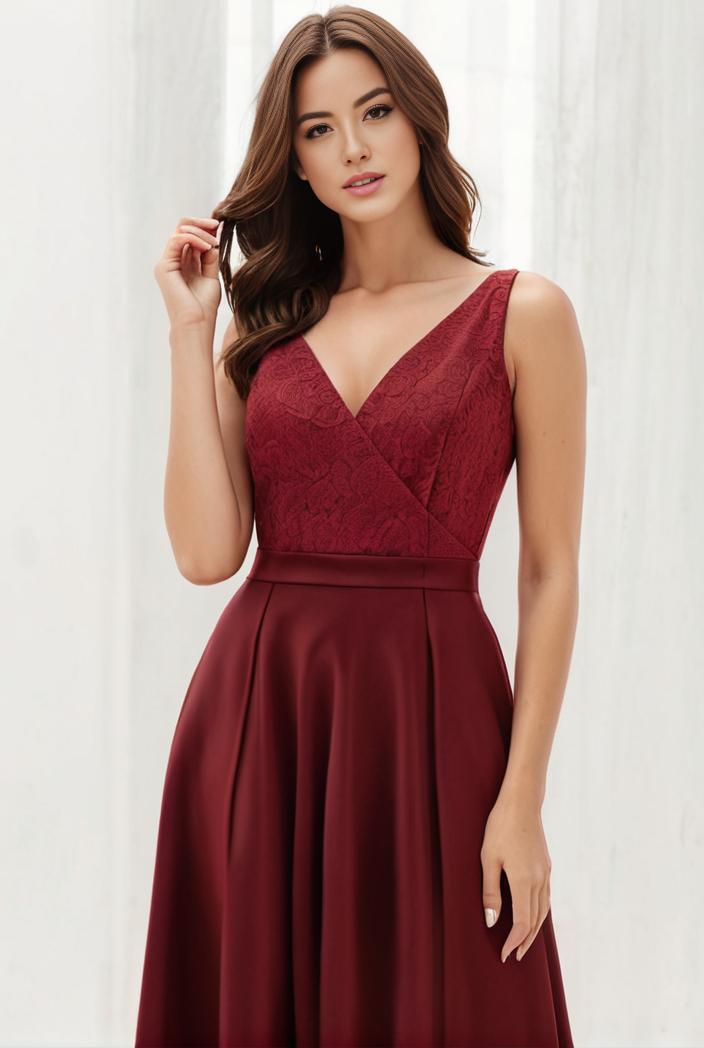 deep v neck lace chiffon bridesmaid dress with asymmetrical hem 143351
