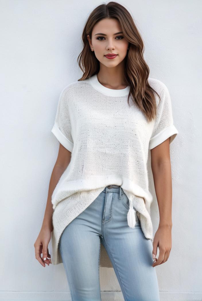 v neck thin loose plaid short sleeved blouse 112230