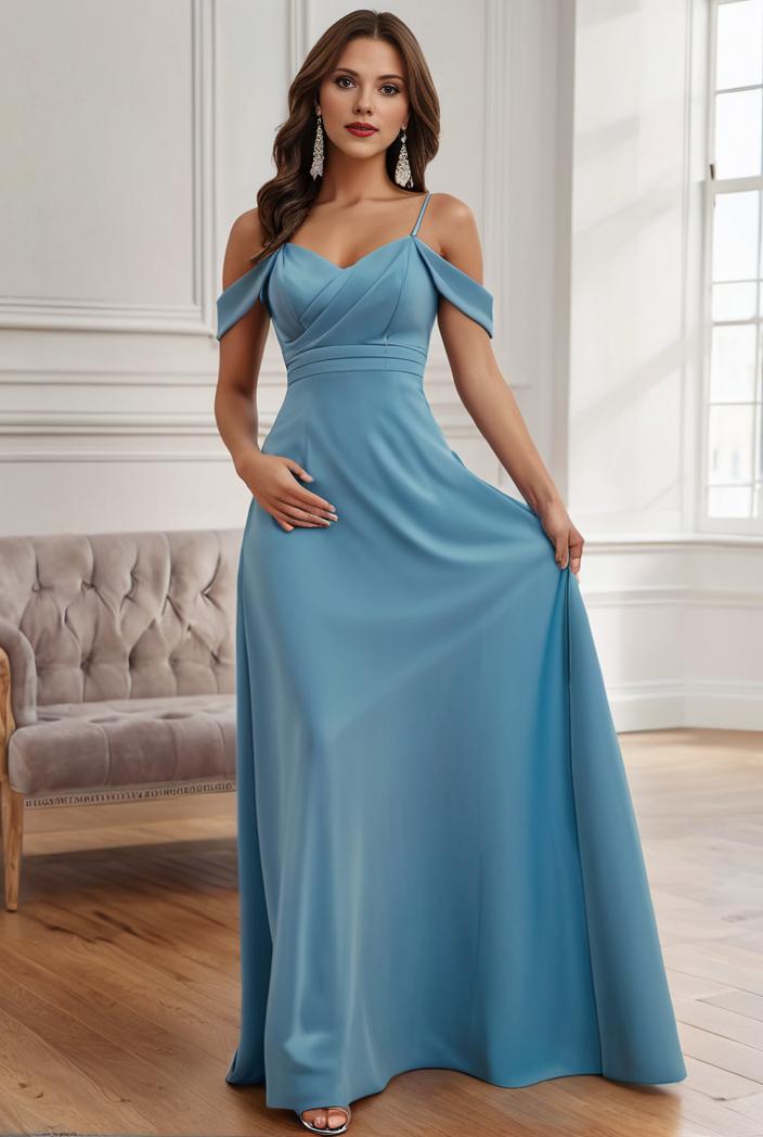 off shoulder spaghetti strap a line maternity dress 132420