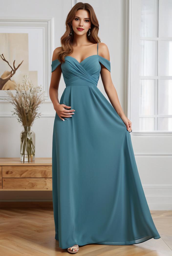 off shoulder spaghetti strap a line maternity dress 132424