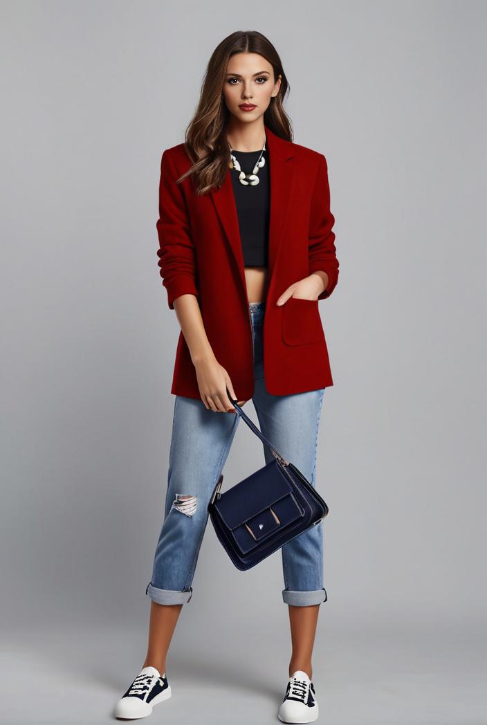 office work lapel stylish button front blazer 132539