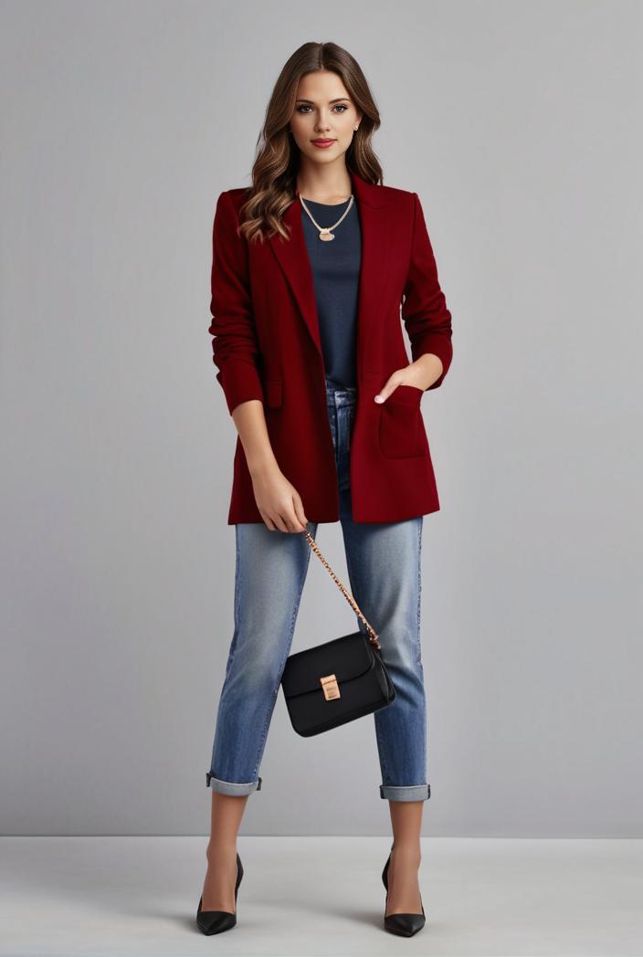 office work lapel stylish button front blazer 132540