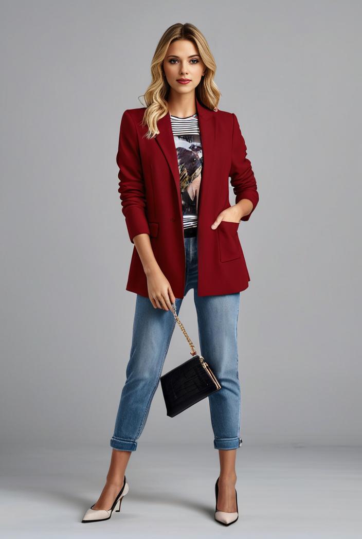 office work lapel stylish button front blazer 132541