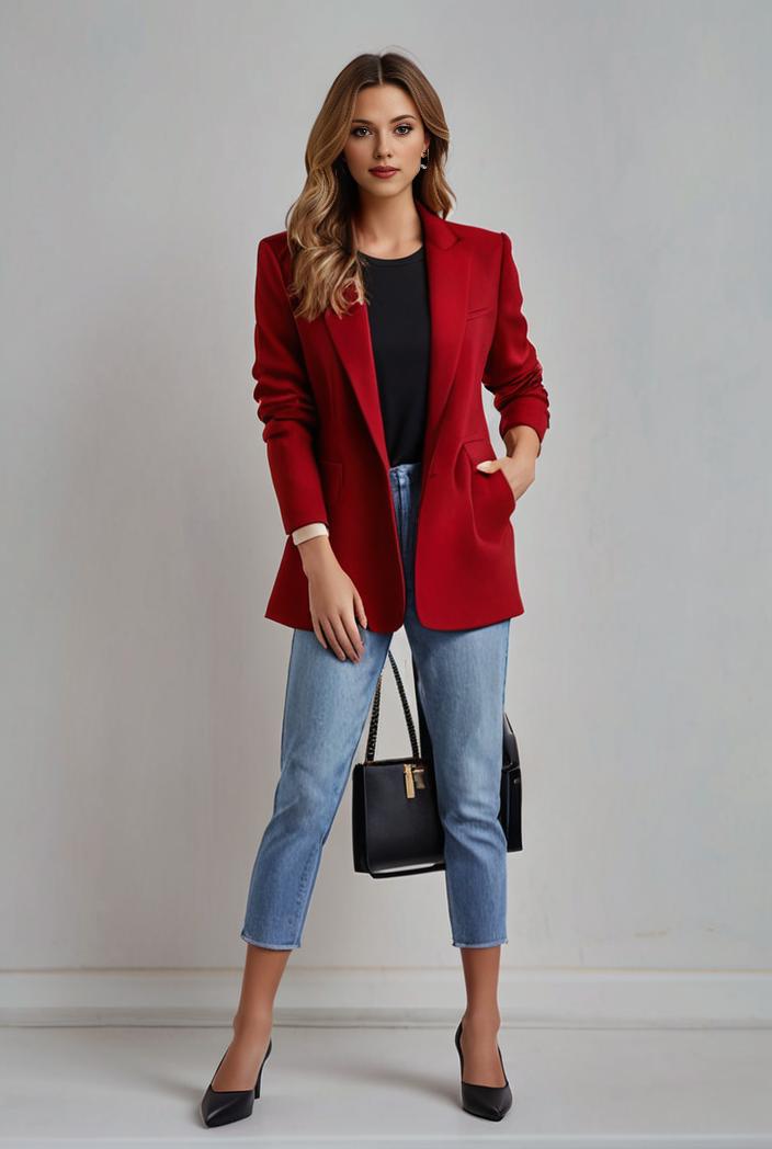 office work lapel stylish button front blazer 132543