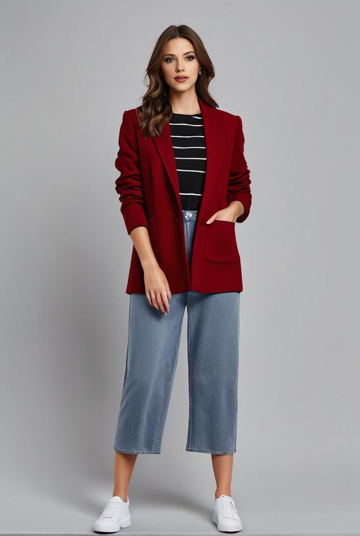 office work lapel stylish button front blazer 132542