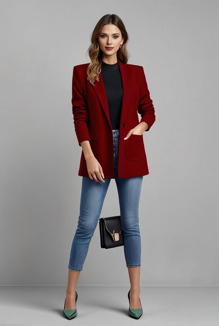 office work lapel stylish button front blazer 132544
