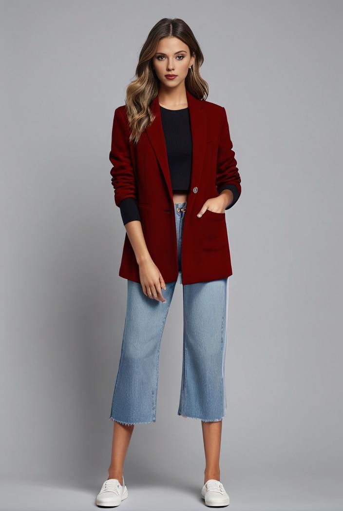 office work lapel stylish button front blazer 132545