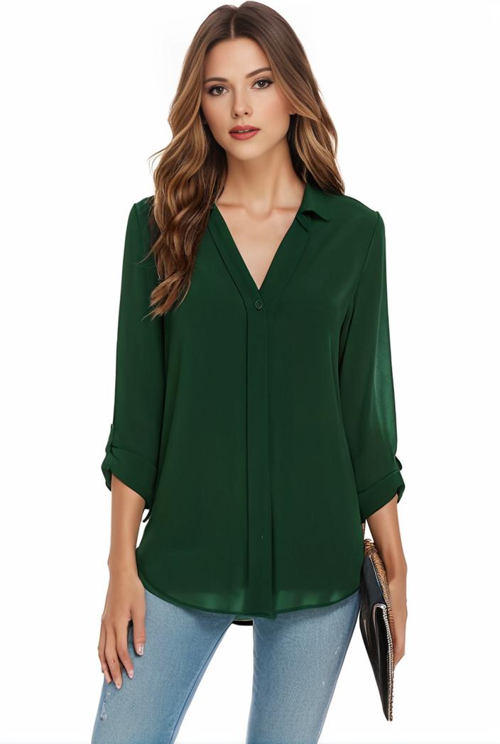 plus size casual blouse women s plus solid half sleeve turn down collar tunic top 134840