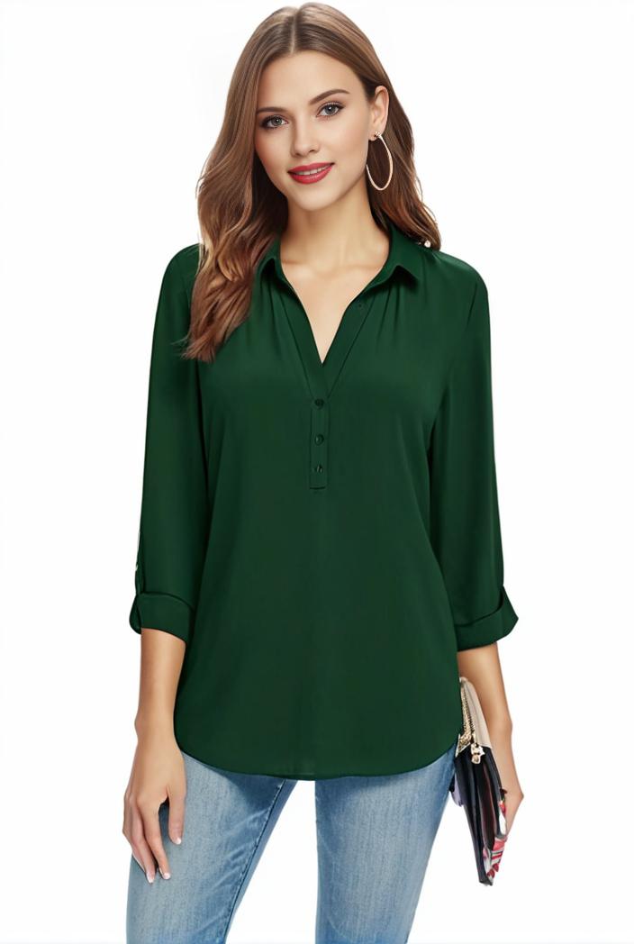 plus size casual blouse women s plus solid half sleeve turn down collar tunic top 134841