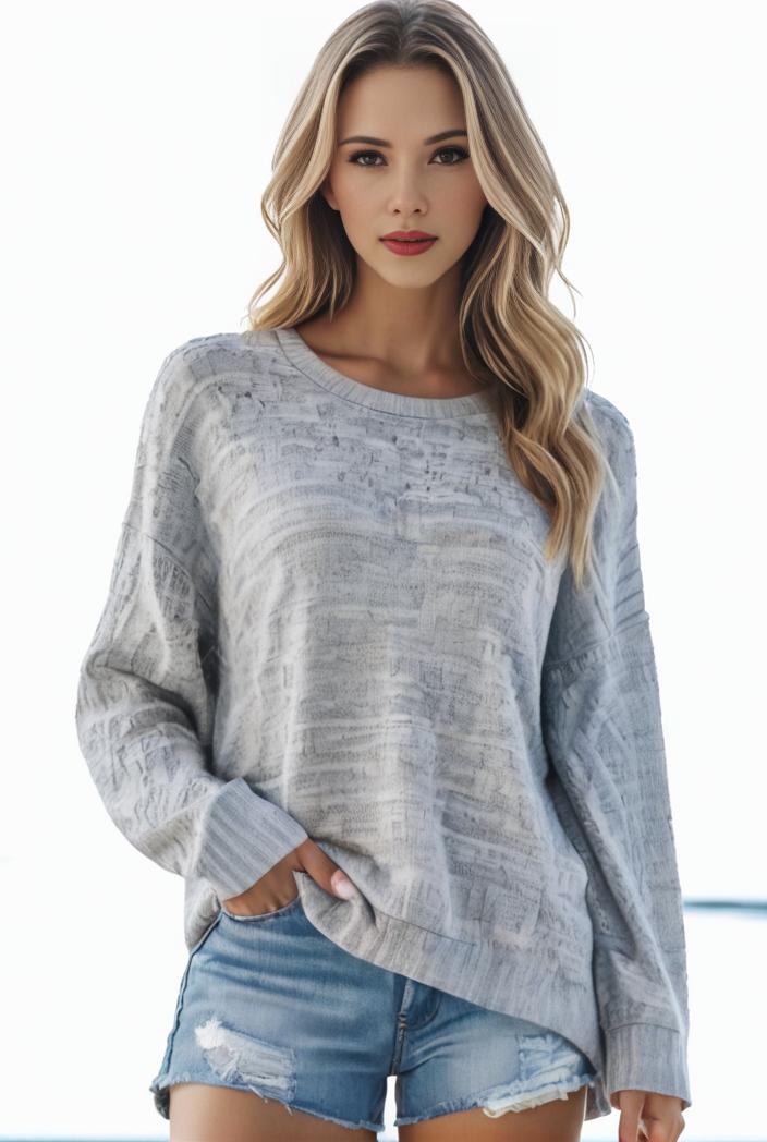 plus size casual sweater women s plus solid long sleeve round neck slight stretch loose sweater 135124