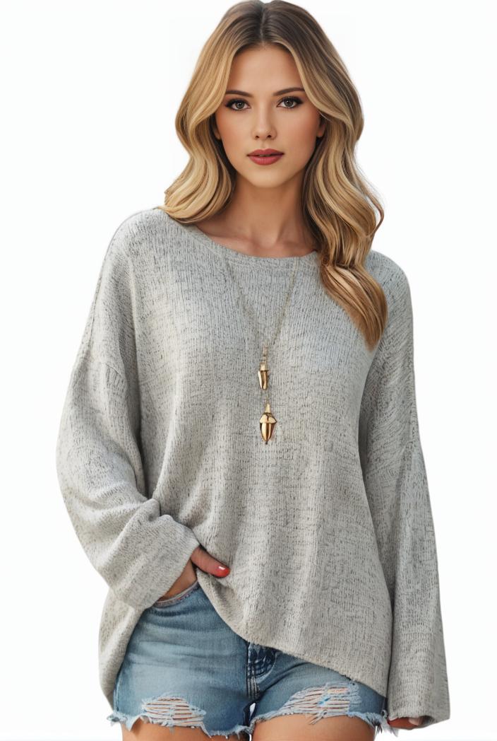plus size casual sweater women s plus solid long sleeve round neck slight stretch loose sweater 135128