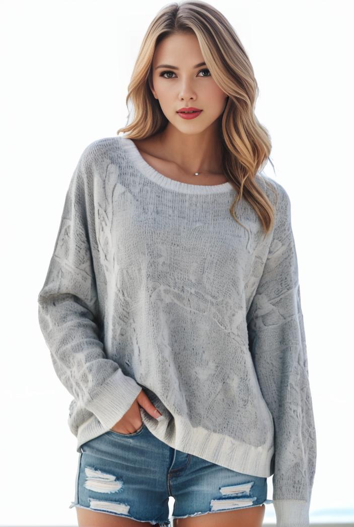 plus size casual sweater women s plus solid long sleeve round neck slight stretch loose sweater 135127