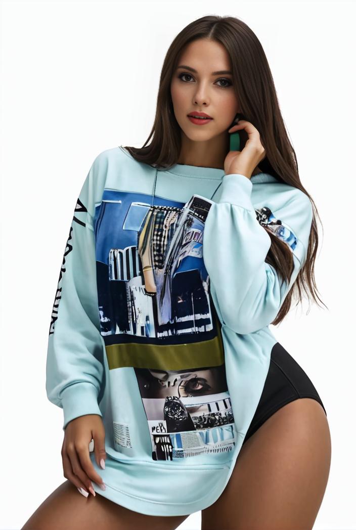 plus size casual sweatshirt women s plus graphic letter print long sleeve round neck slight stretch sweatshirt 135201