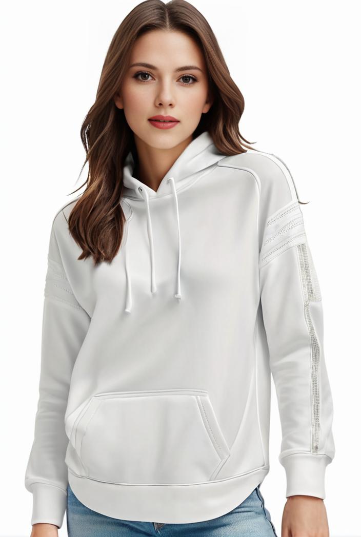 plus size casual sweatshirt women s plus solid cut out long sleeve slight stretch drawstring hoodie with pocket 135286