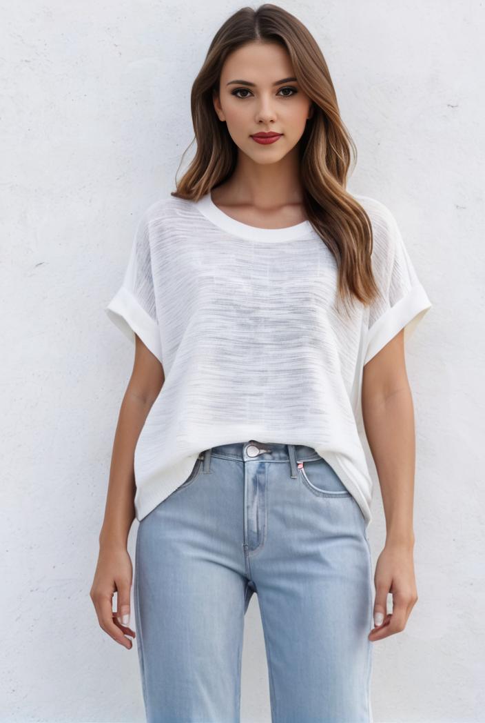v neck thin loose plaid short sleeved blouse 105871