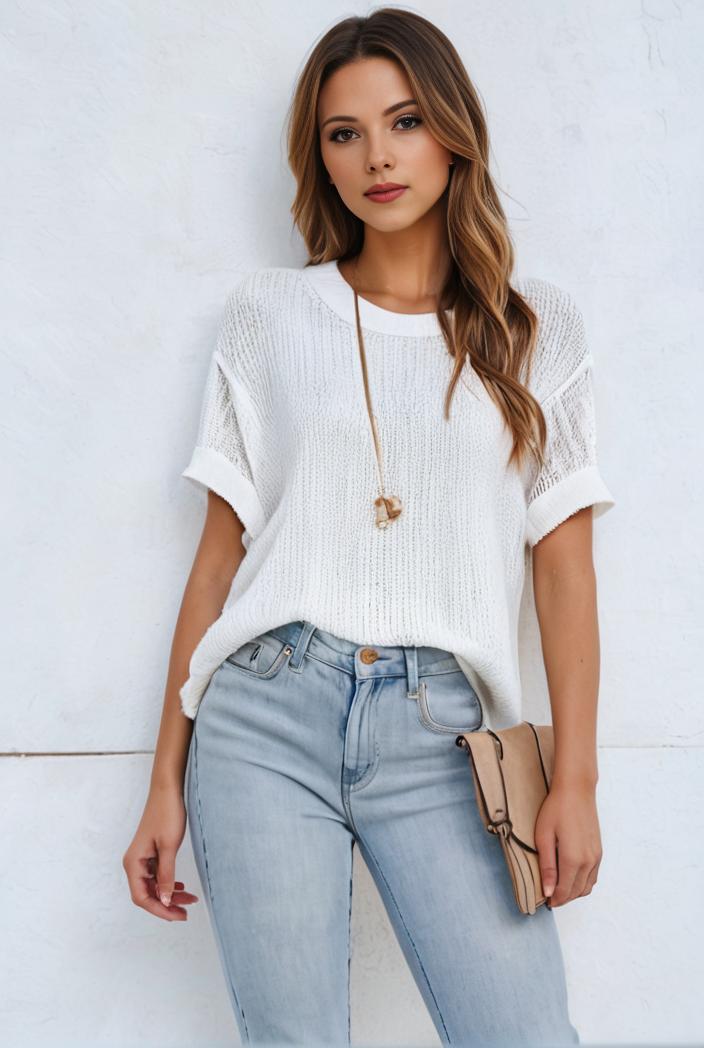 v neck thin loose plaid short sleeved blouse 105876