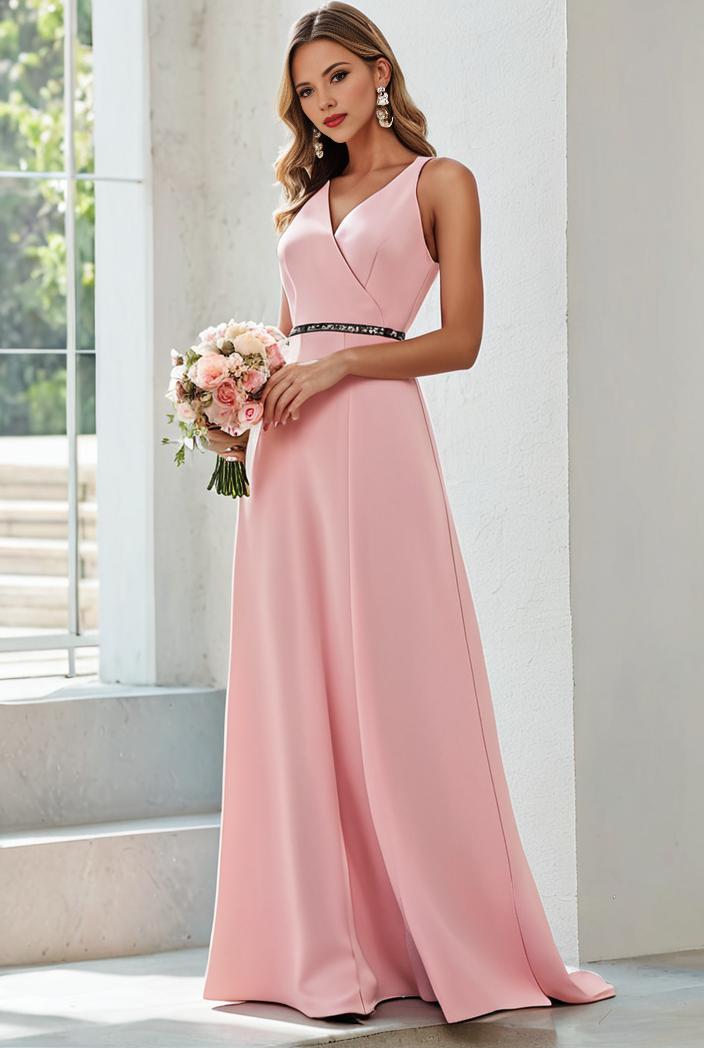 flowy chiffon one shoulder with three straps bridesmaid dress 122059