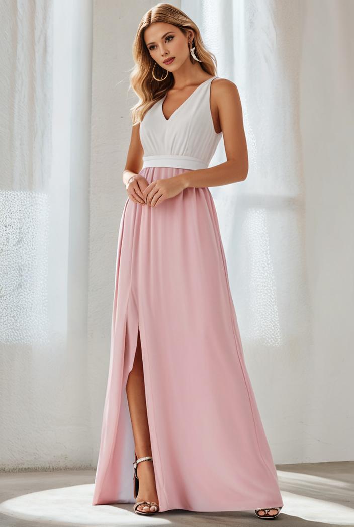flowy chiffon one shoulder with three straps bridesmaid dress 122063