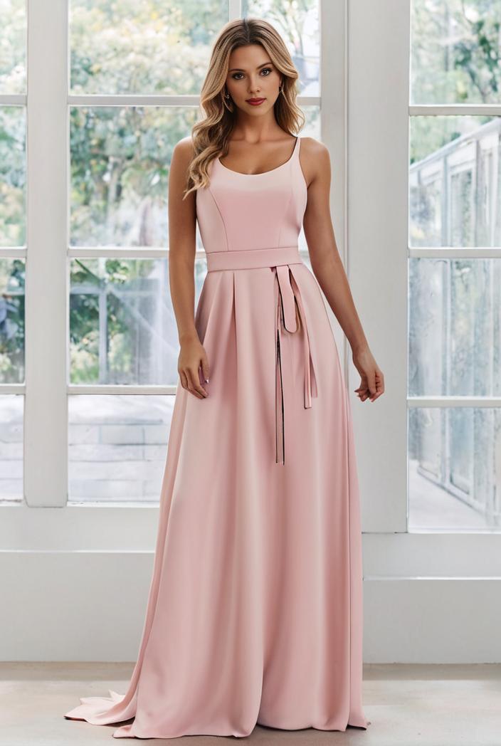 flowy chiffon one shoulder with three straps bridesmaid dress 122068