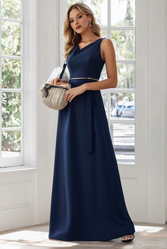 flowy chiffon one shoulder with three straps bridesmaid dress 122100