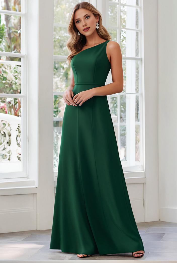 flowy chiffon one shoulder with three straps bridesmaid dress 122112