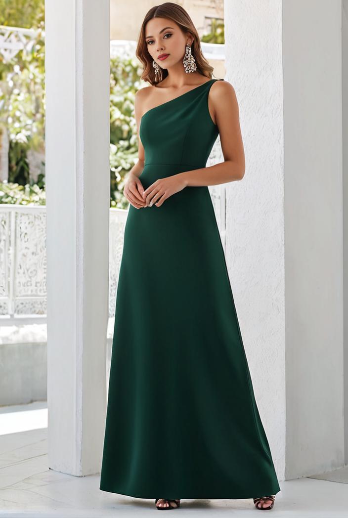 flowy chiffon one shoulder with three straps bridesmaid dress 122114