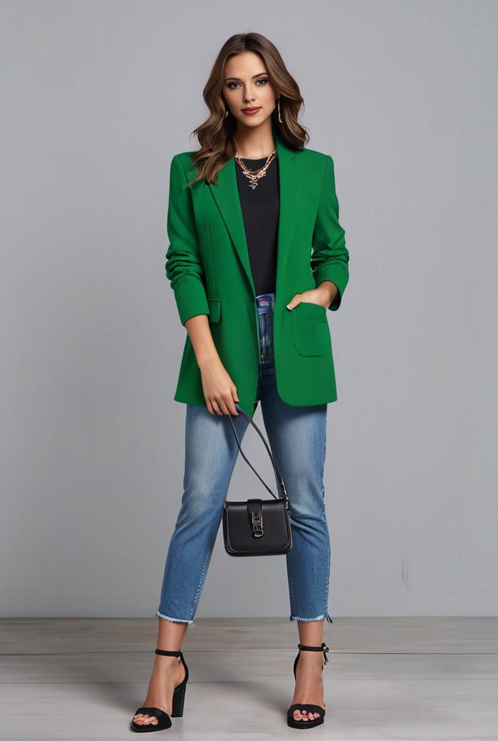 office work lapel stylish button front blazer 126105