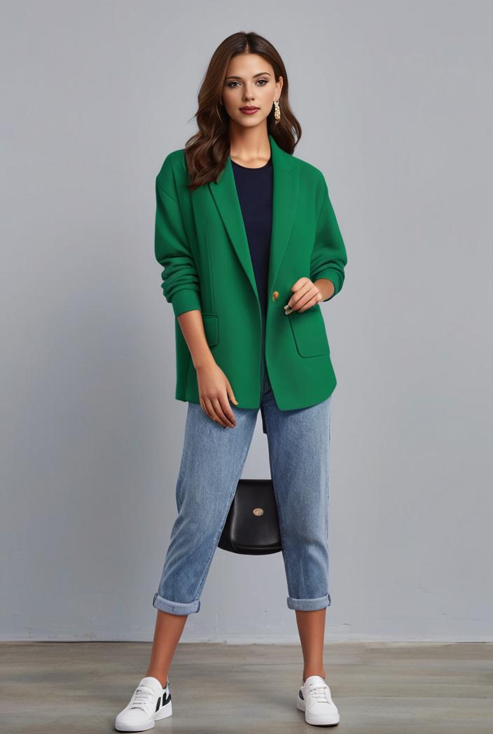 office work lapel stylish button front blazer 126112