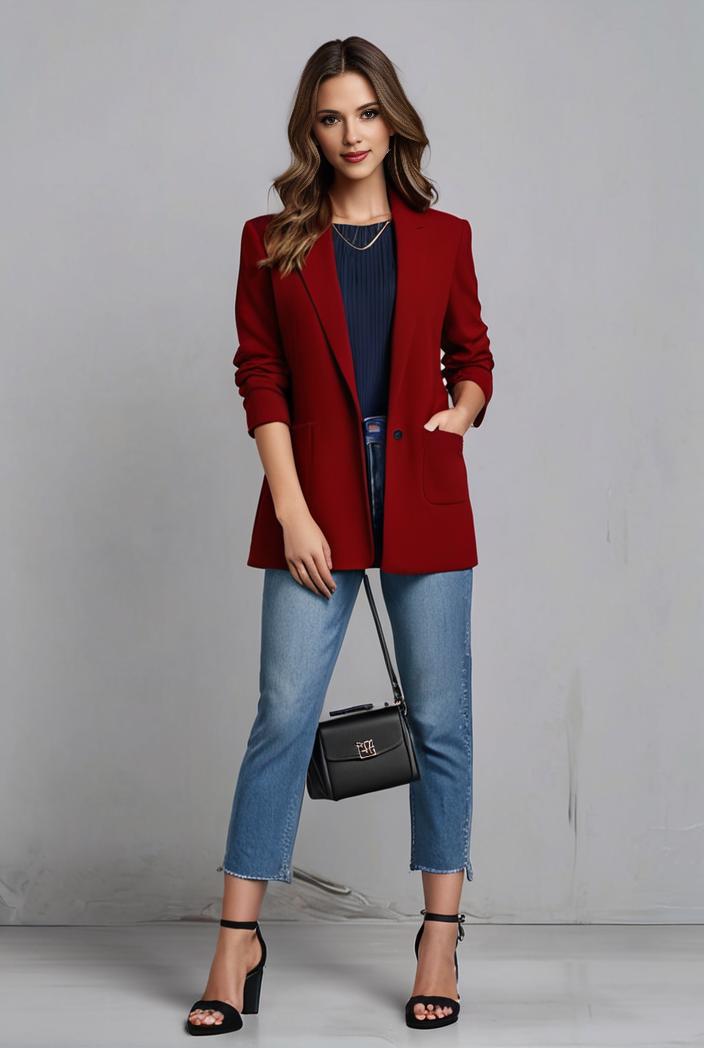office work lapel stylish button front blazer 126121