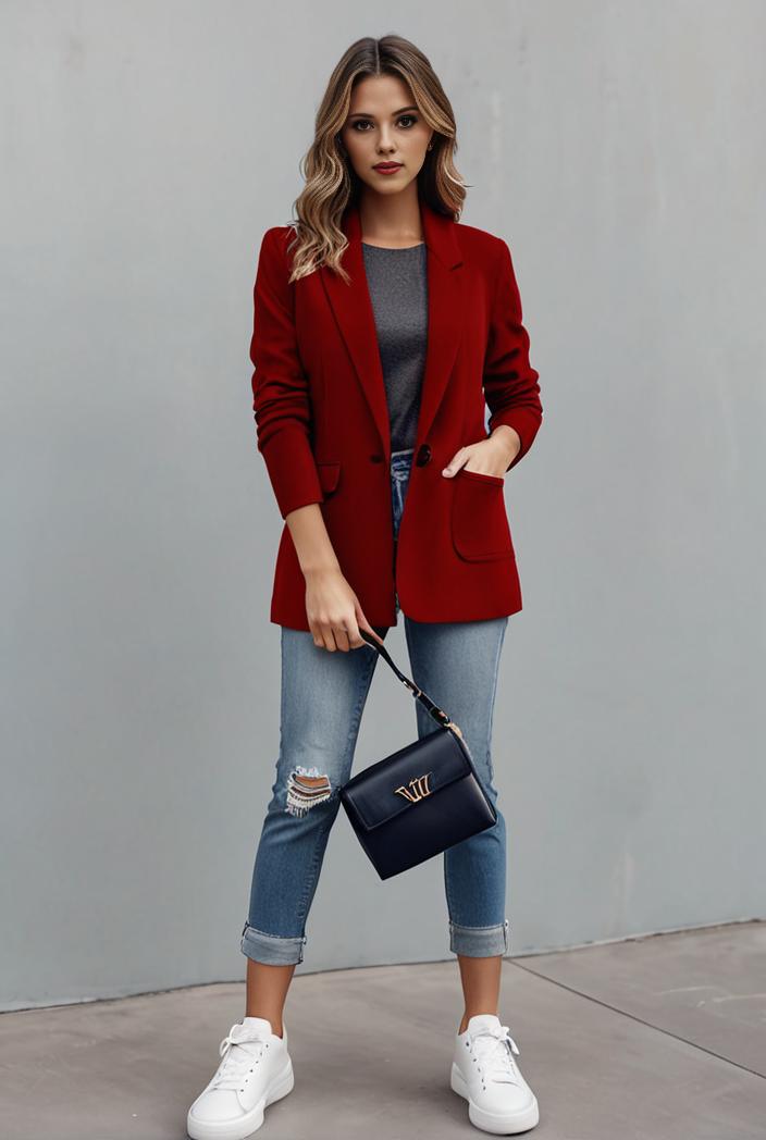 office work lapel stylish button front blazer 126122