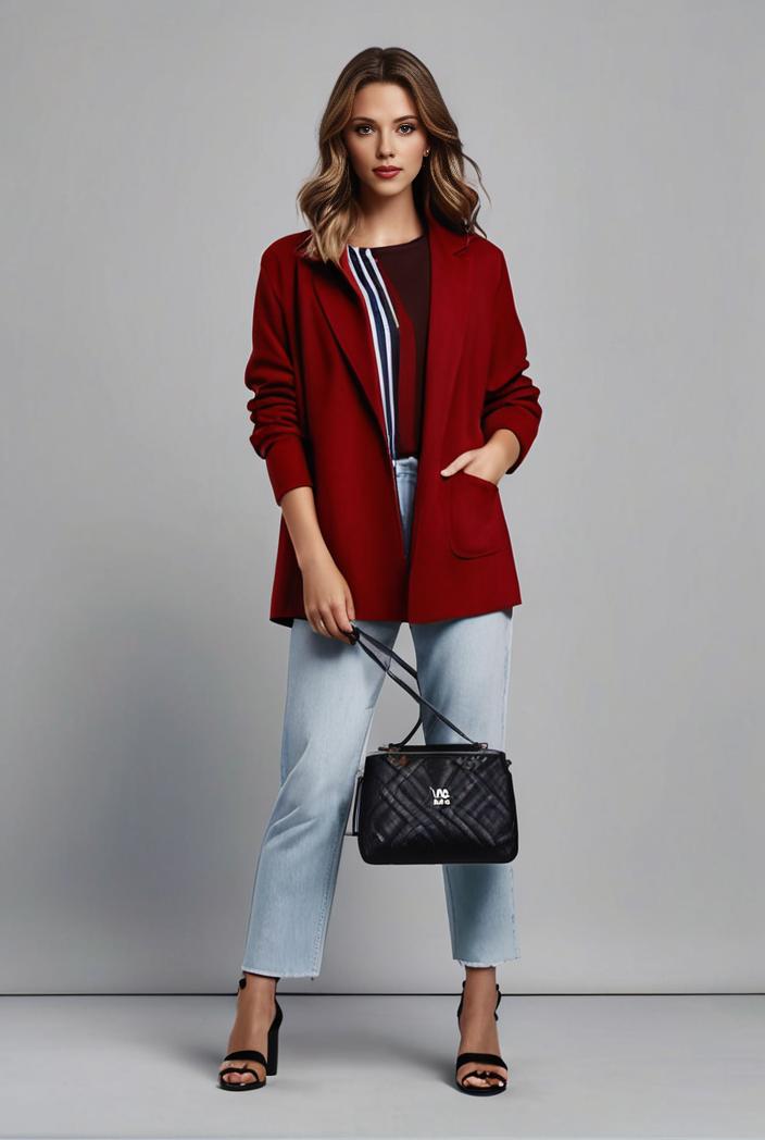 office work lapel stylish button front blazer 126124