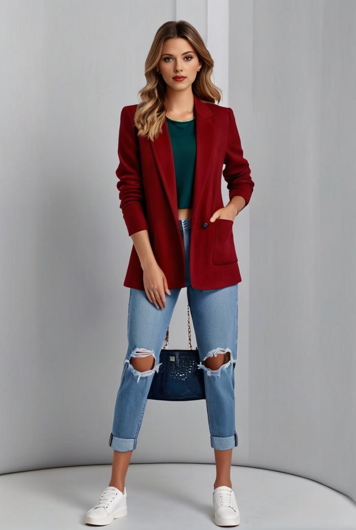 office work lapel stylish button front blazer 126125