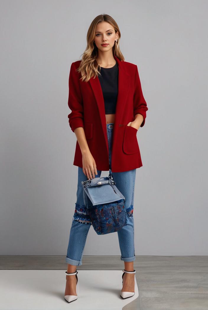 office work lapel stylish button front blazer 126127