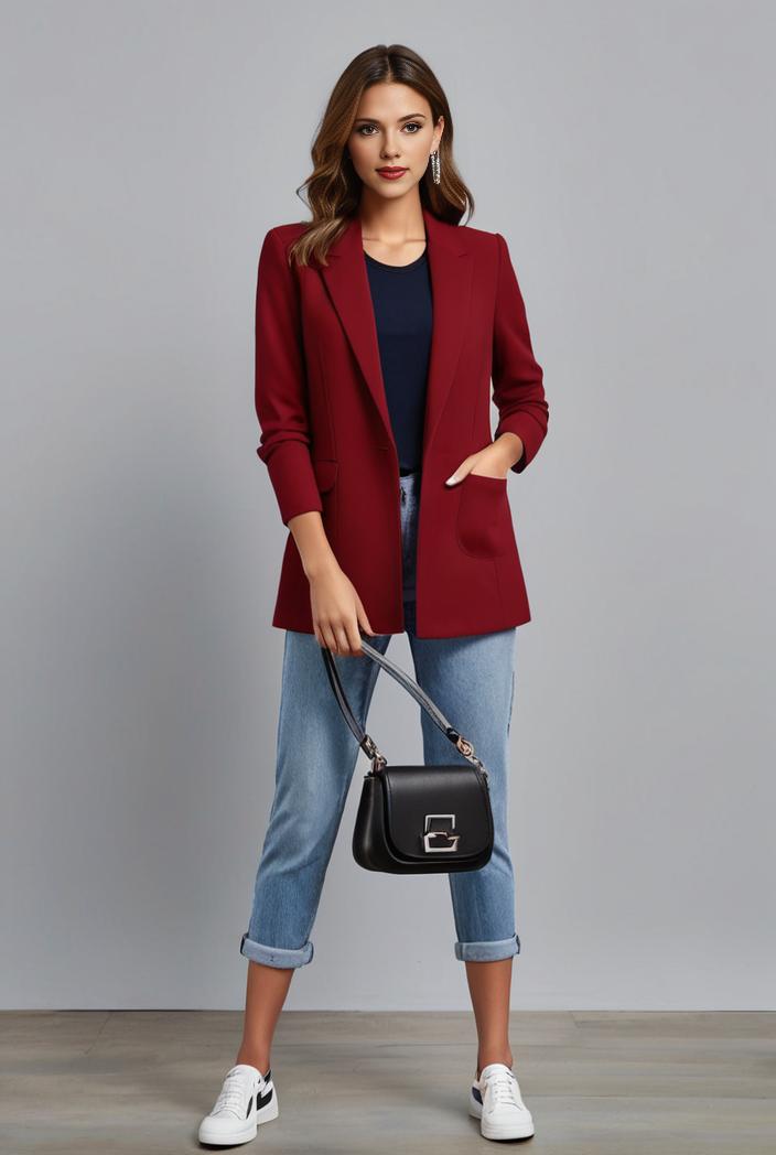 office work lapel stylish button front blazer 126128
