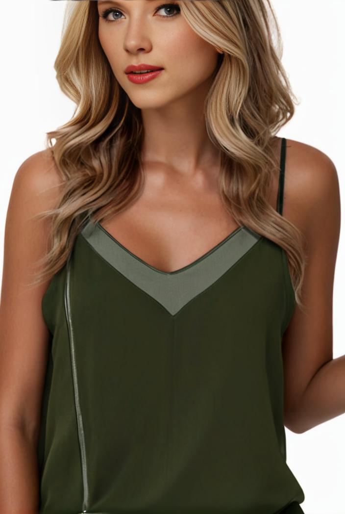plus size casual cami top women s plus plain contrast mesh v neck semi sheer cami top 128456