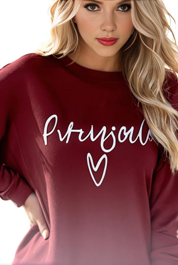 plus size casual sweatshirt women s plus ombre letter heart print raglan sleeve round neck slight stretch pullover sweatshirt 128794